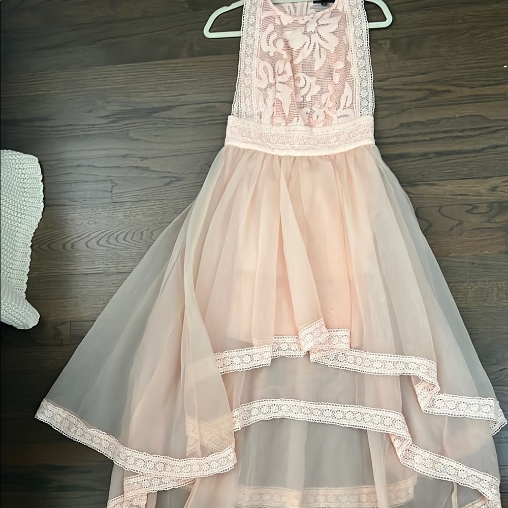 Elegant Peach Lace Dress